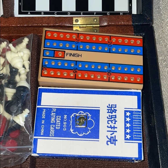 Black and White Board Game Set with Chess Checkers and Backgammon - Picture 8 of 11